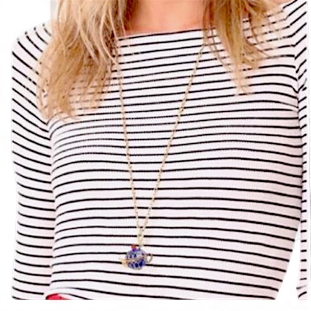 Kate Spade Blue and Gold Teapot Necklace - Picture 4 of 6